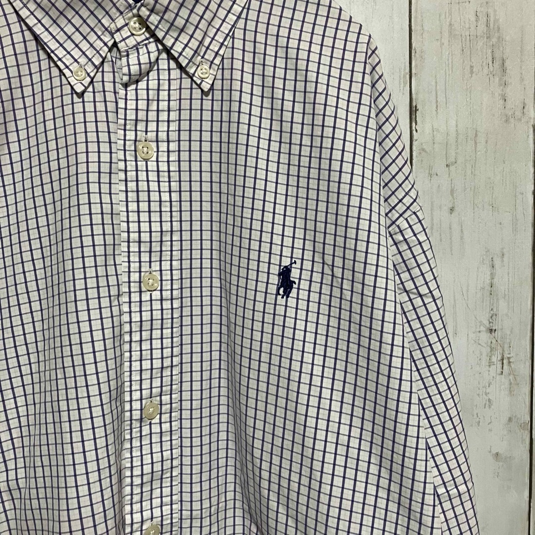 POLO RALPH LAUREN(ポロラルフローレン)のラルフローレン 長袖BDチェックシャツワンポイント刺繍ロゴ90s Z1163 メンズのトップス(シャツ)の商品写真