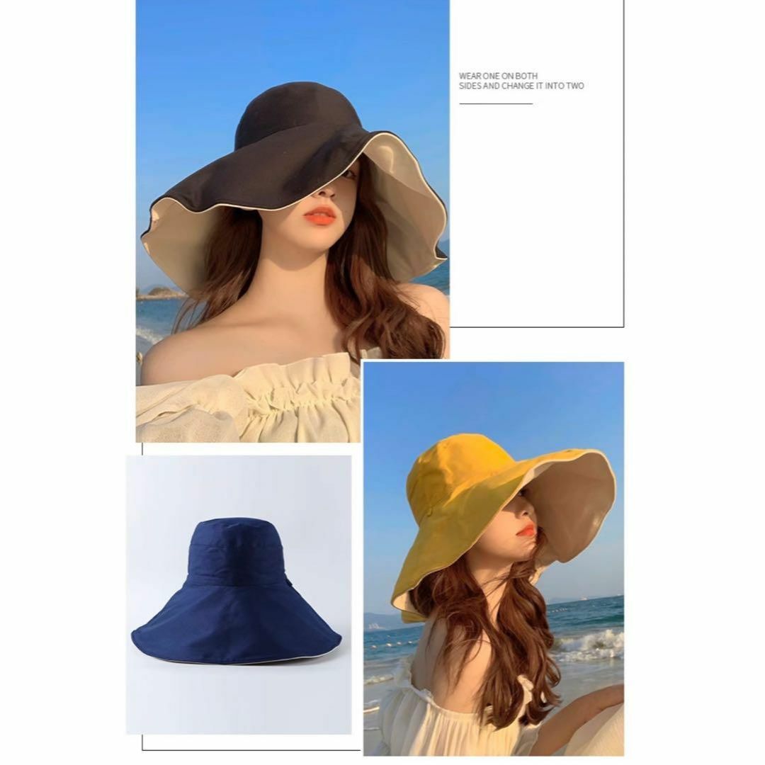 帽子　バケットハット　女優帽　日よけ　つば広　小顔効果　紫外線対策　折りたたみ レディースの帽子(ハット)の商品写真