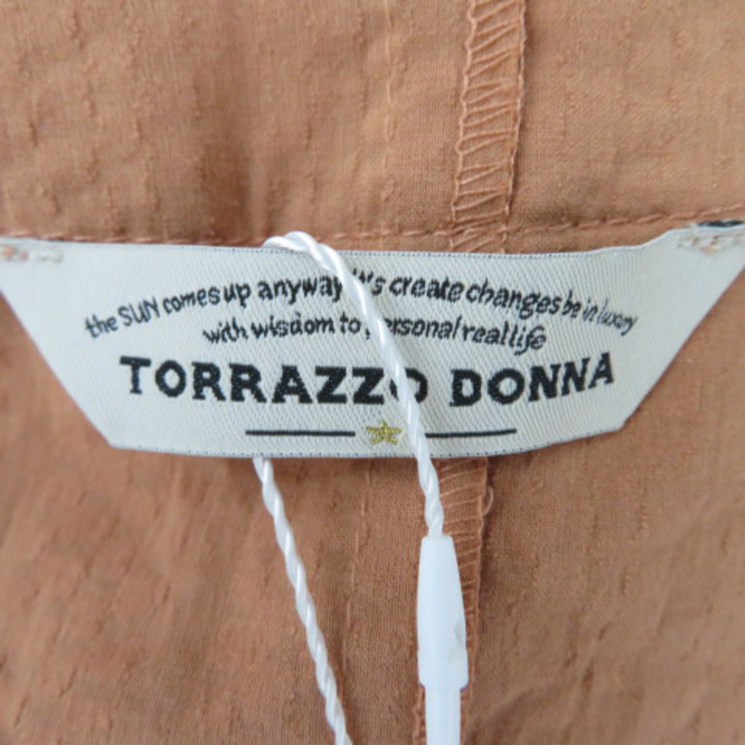 TORRAZZO DONNA(トラッゾドンナ)のトラッゾドンナ シャツ ブラウス 半袖 Vネック 総柄 M ブラウン /YK46 レディースのトップス(シャツ/ブラウス(半袖/袖なし))の商品写真