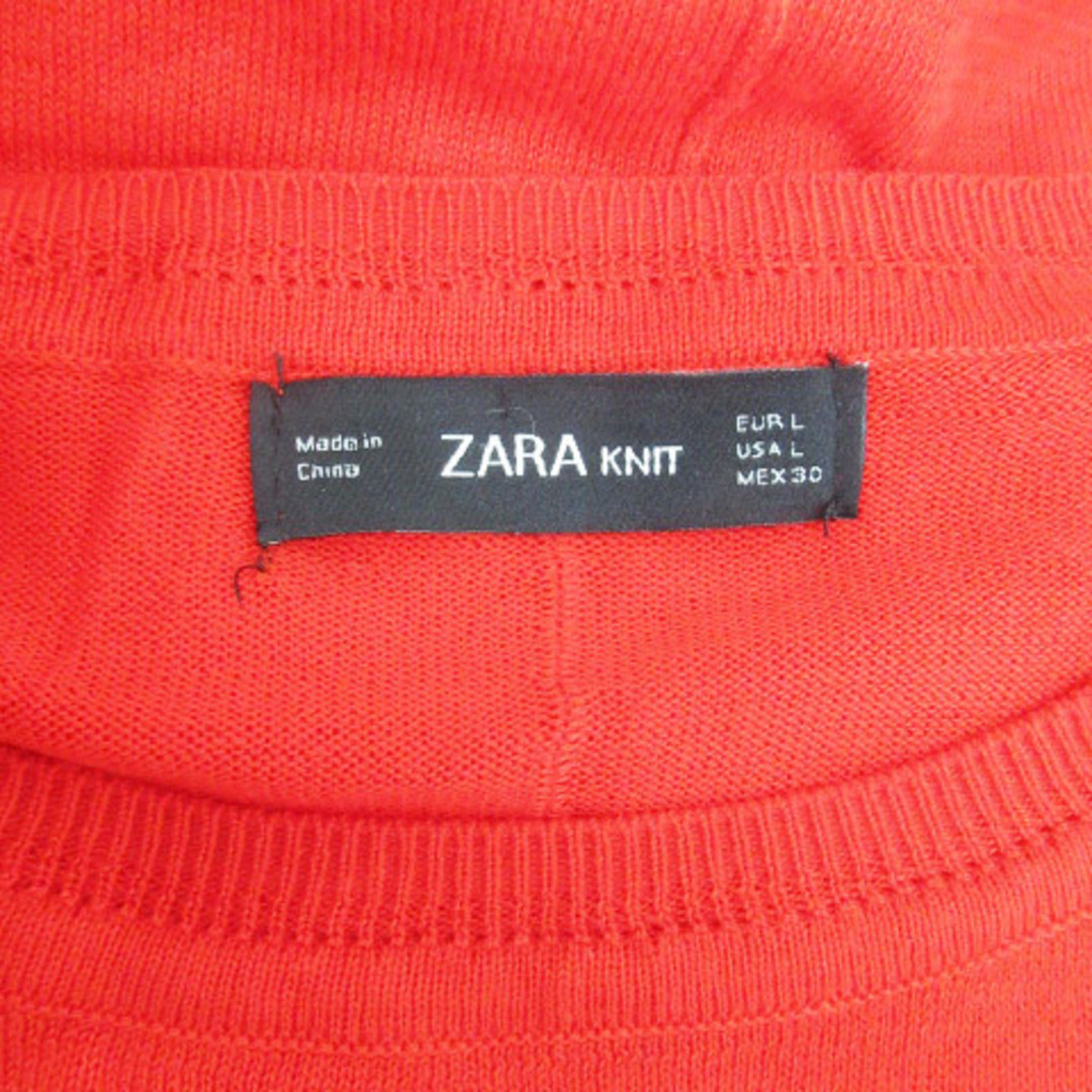ZARA(ザラ)のザラ ニット カットソー 長袖 ラウンドネック 無地 スリット L 赤 レッド レディースのトップス(ニット/セーター)の商品写真