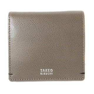 TAKEO KIKUCHI - タケオキクチ 財布 二つ折り スプリットレザー シボ トープ ベージュ系
