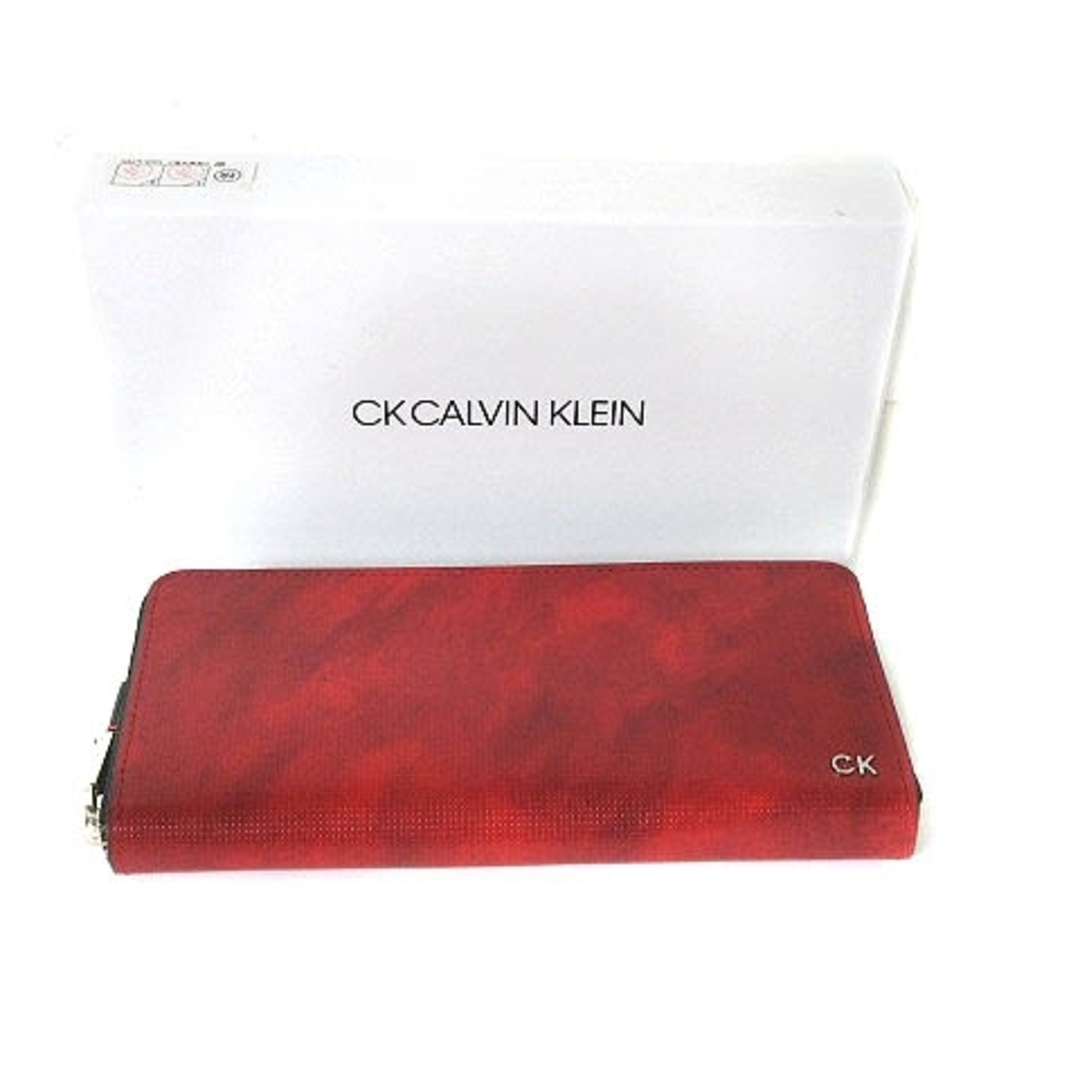 ck Calvin Klein(シーケーカルバンクライン)のシーケーカルバンクライン 長財布 レザー ラウンドファスナー 赤 レッド メンズのファッション小物(長財布)の商品写真