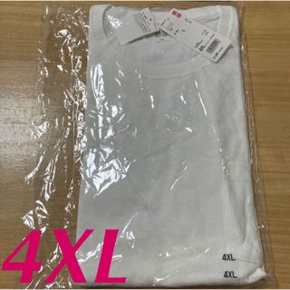 ユニクロ(UNIQLO)の新品　ユニクロ　コットンリネンクルーネックT 半袖Tシャツ 白 4XL(Tシャツ/カットソー(半袖/袖なし))