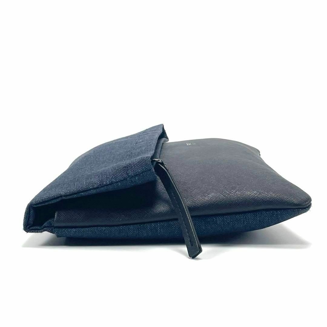 TAKEO KIKUCHI(タケオキクチ)のタケオキクチ ２way ショルダーバッグ クラッチ バイカラー ブルー ブラック メンズのバッグ(ショルダーバッグ)の商品写真