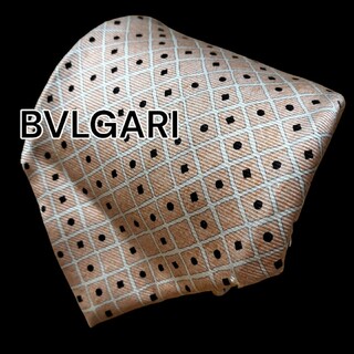 ブルガリ(BVLGARI)の【BVLGARI】　ブルガリ　ピンク系　チェック柄　イタリア製(ネクタイ)