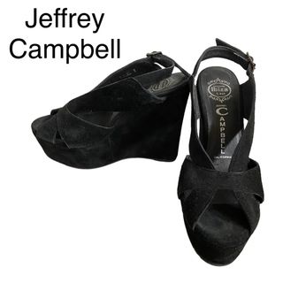 JEFFREY CAMPBELL - ジェフリーキャンベル スウェード ウェッジソールサンダル ブラック 23.5cm