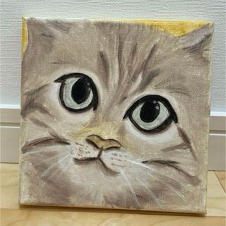 油絵　猫　猫ちゃん　原画　一点物　手書き　油彩画　インテリア(アート/写真)