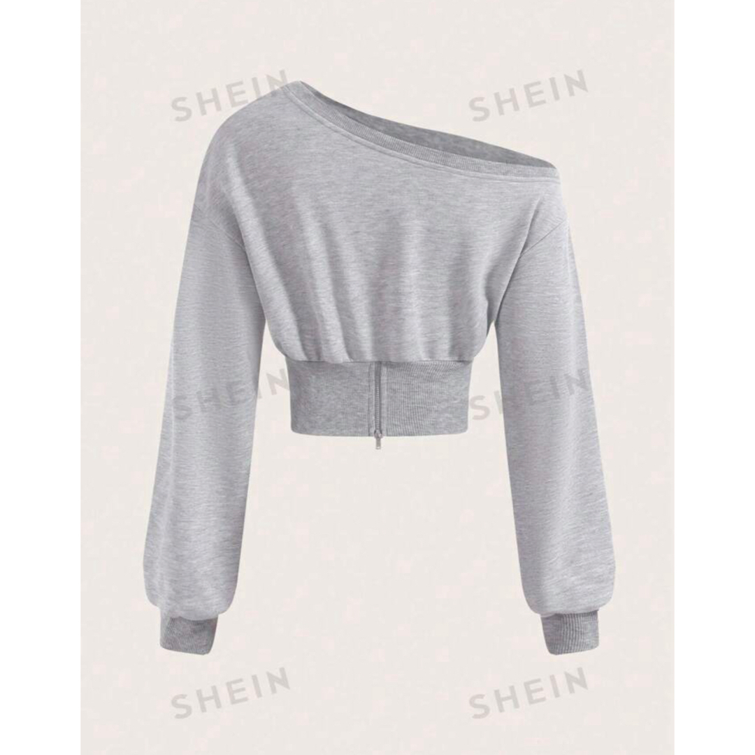 shein EZwear アシメ スウェットトップス グレー レディースのトップス(トレーナー/スウェット)の商品写真