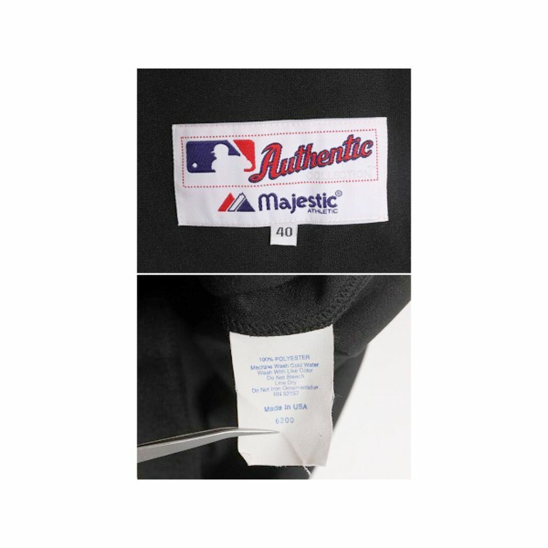 USA製 MLB オフィシャル Majestic パイレーツ ベースボール シャツ メンズ M 程/ 古着 ユニフォーム ゲームシャツ メジャーリーグ 復刻 黒 スポーツ/アウトドアの野球(ウェア)の商品写真