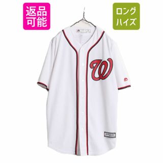 MLB オフィシャル Majestic ナショナルズ ベースボール シャツ メンズ M 古着 ユニフォーム ゲームシャツ メジャーリーグ 半袖シャツ 野球(ウェア)