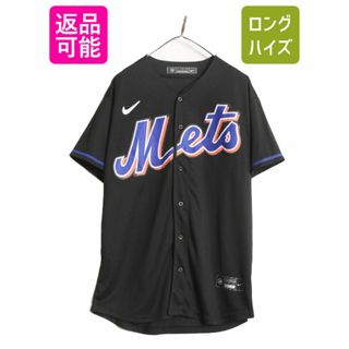 ナイキ(NIKE)のMLB オフィシャル ナイキ ニューヨーク メッツ ベースボール シャツ メンズ L / NIKE ゲームシャツ ユニフォーム 半袖シャツ ブラック 復刻(ウェア)