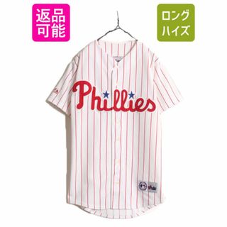 MLB オフィシャル Majestic フィリーズ ベースボール シャツ メンズ M / 古着 ユニフォーム ゲームシャツ メジャーリーグ 半袖シャツ 野球(ウェア)