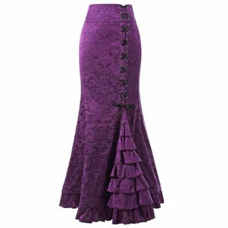 フラメンコファルダ　スカート　フラメンコ衣装　ダンス　紫　M(ダンス/バレエ)