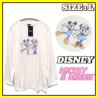 ディズニー(Disney)のディズニー ミッキー&ミニー 長袖 Tシャツ L トップス(Tシャツ(半袖/袖なし))