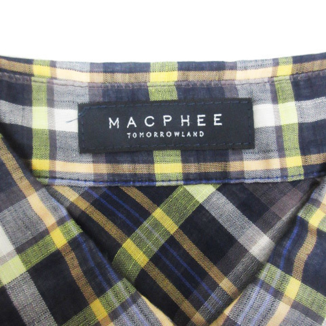 MACPHEE(マカフィー)のマカフィー トゥモローランド シャツ ブラウス 長袖 チェック柄 38 白 紺 レディースのトップス(シャツ/ブラウス(長袖/七分))の商品写真