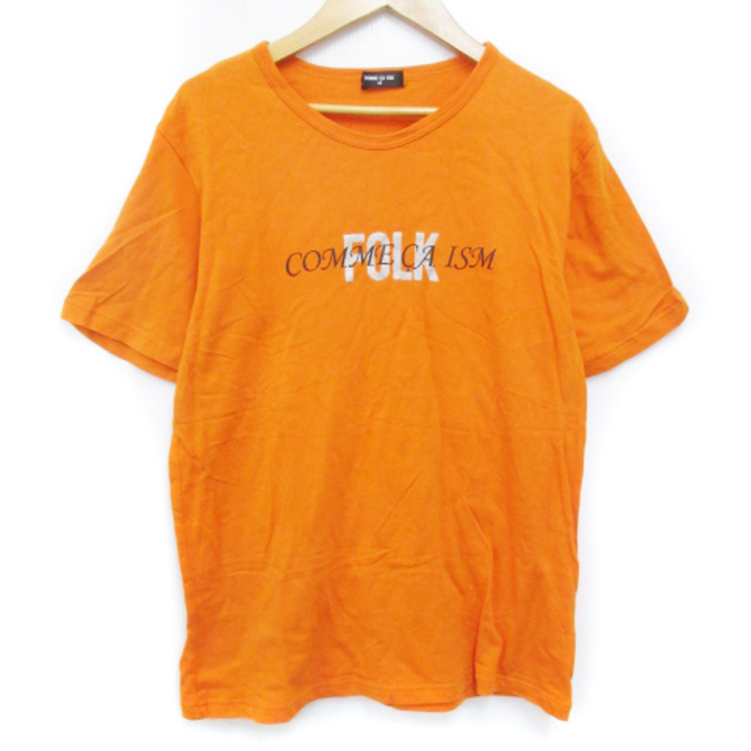 COMME CA ISM(コムサイズム)のコムサイズム Tシャツ カットソー 半袖 クルーネック ロゴ M オレンジ レディースのトップス(Tシャツ(半袖/袖なし))の商品写真