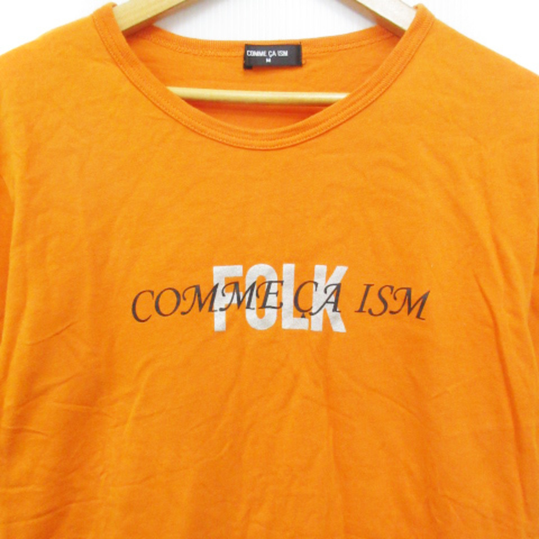 COMME CA ISM(コムサイズム)のコムサイズム Tシャツ カットソー 半袖 クルーネック ロゴ M オレンジ レディースのトップス(Tシャツ(半袖/袖なし))の商品写真