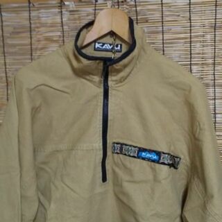 KAVU - 古着 KAVU カブー スローシャツ ハーフジップ カーキ M　米国製