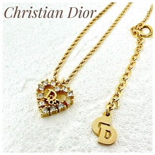 Christian Dior - クリスチャンディオール ネックレス CDロゴ ハート ラインストーン  刻印