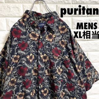 puritan  アロハシャツ　花柄　総柄　レーヨン　メンズXLサイズ相当(シャツ)