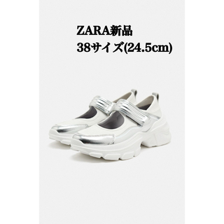 ザラ(ZARA)の1点のみ完売品 ZARA メタリックフラットシューズ 38サイズ(24.5cm)(スニーカー)