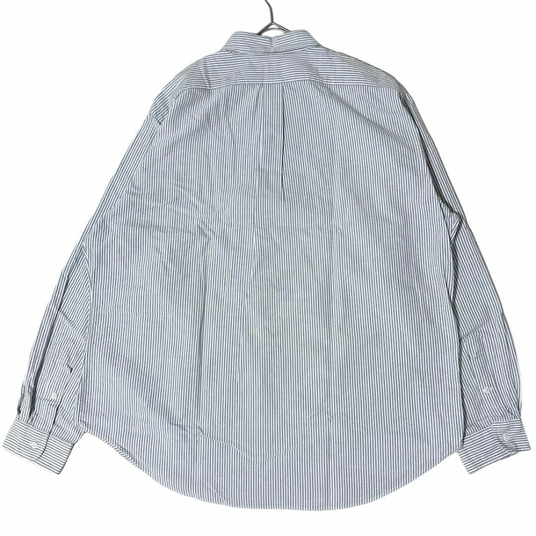 Ralph Lauren(ラルフローレン)のラルフローレン グレー白ストライプ BD長袖シャツ ポニー刺繍 US古着a60 メンズのトップス(シャツ)の商品写真