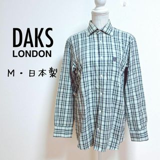 ダックス(DAKS)のダックスロンドン　チェック柄長袖シャツ　日本製　綿100%【M】カジュアル　総柄(Tシャツ/カットソー(七分/長袖))