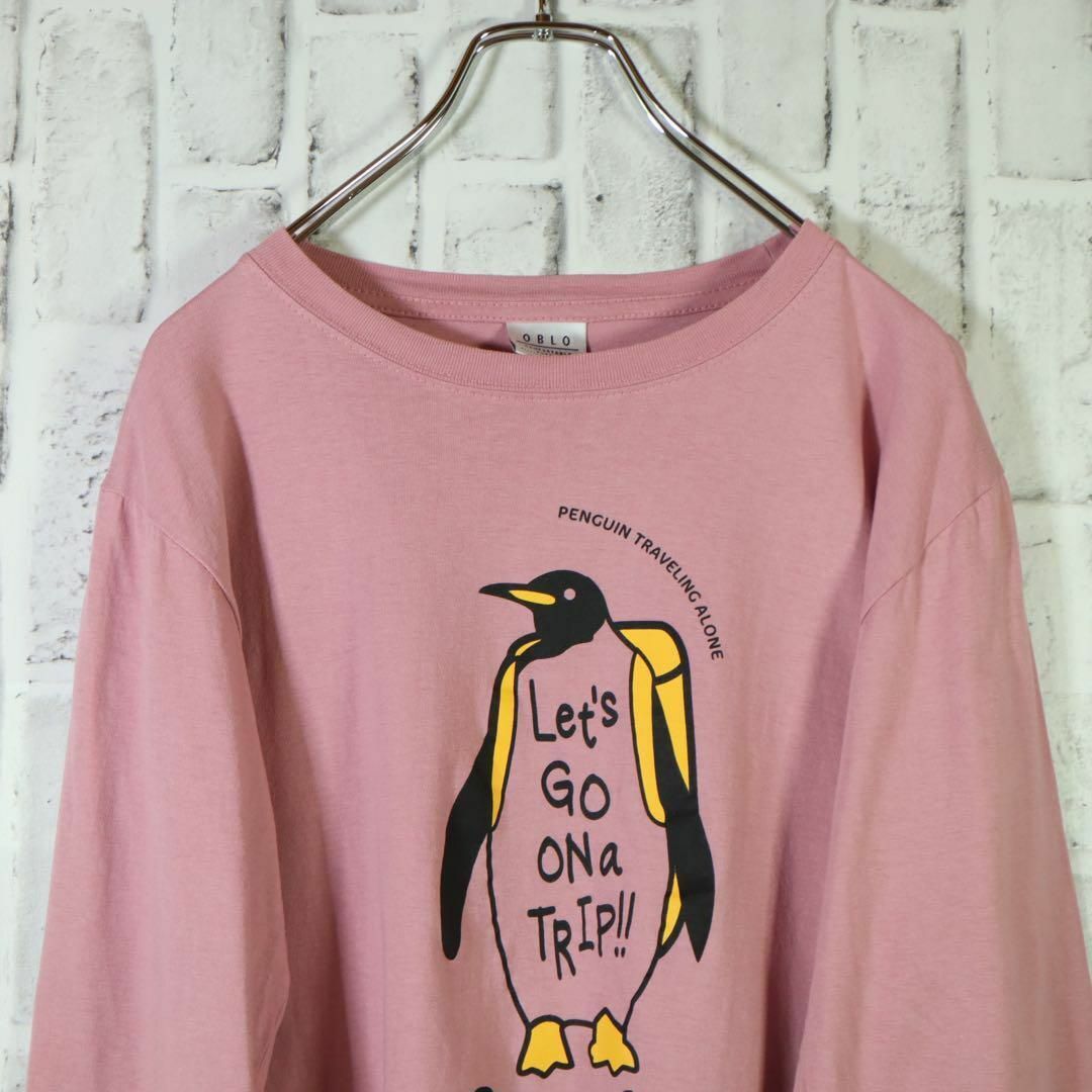 【ユニークデザイン】ロングスリーブTシャツ ロンT ペンギン インパクト大 L メンズのトップス(Tシャツ/カットソー(七分/長袖))の商品写真