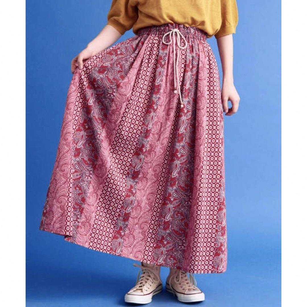 bulle de savon(ビュルデサボン)のmat quotidien ペイズリー ギャザースカート レディースのスカート(ロングスカート)の商品写真