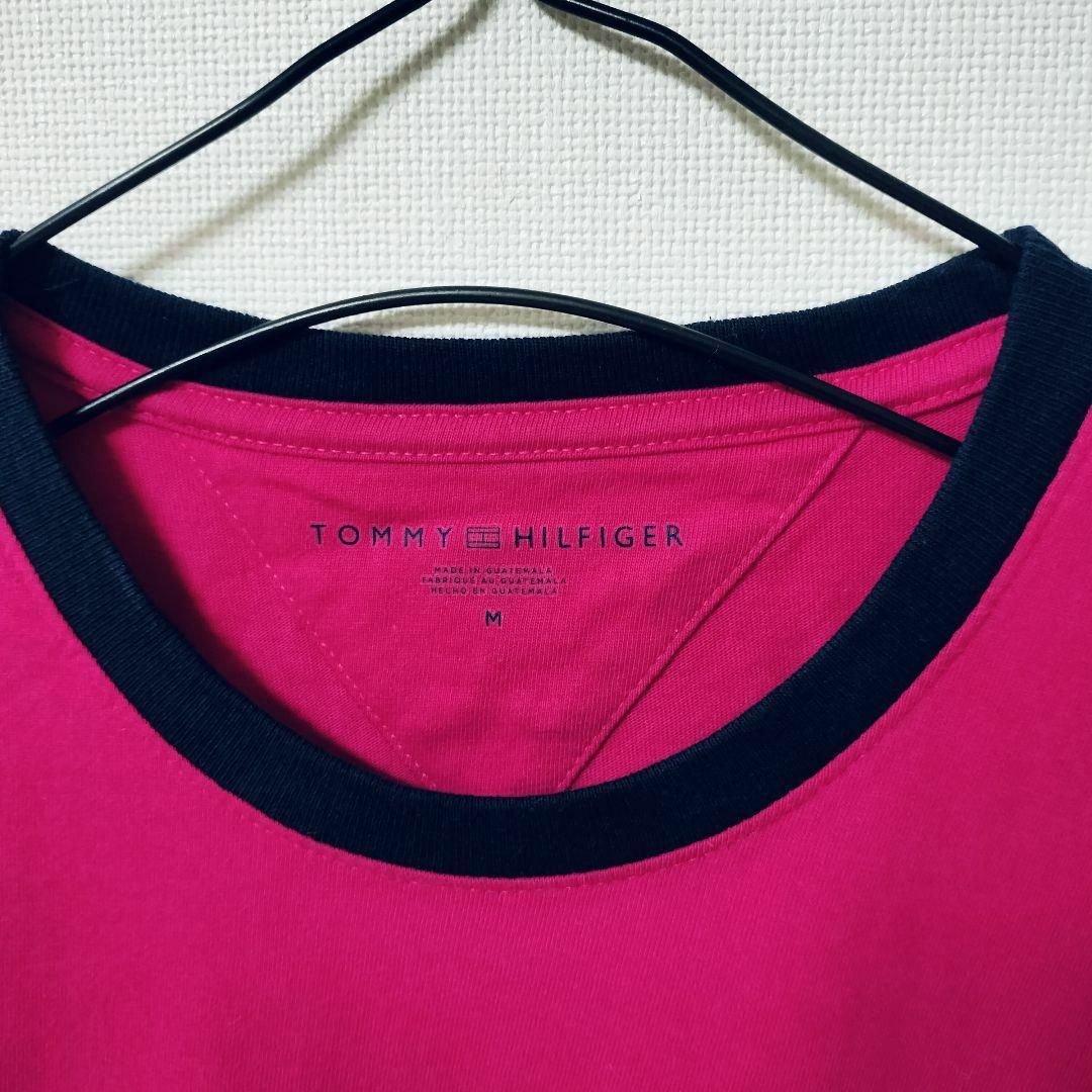 TOMMY HILFIGER(トミーヒルフィガー)のトミーヒルフィガー ピンク 半袖Tシャツ 刺繍ロゴ 人気デザイン メンズМ メンズのトップス(Tシャツ/カットソー(半袖/袖なし))の商品写真