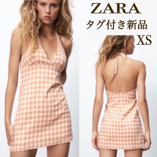 ZARA - 【タグ付き新品 XS】ZARA ギンガムチェック柄 ホルターワンピース