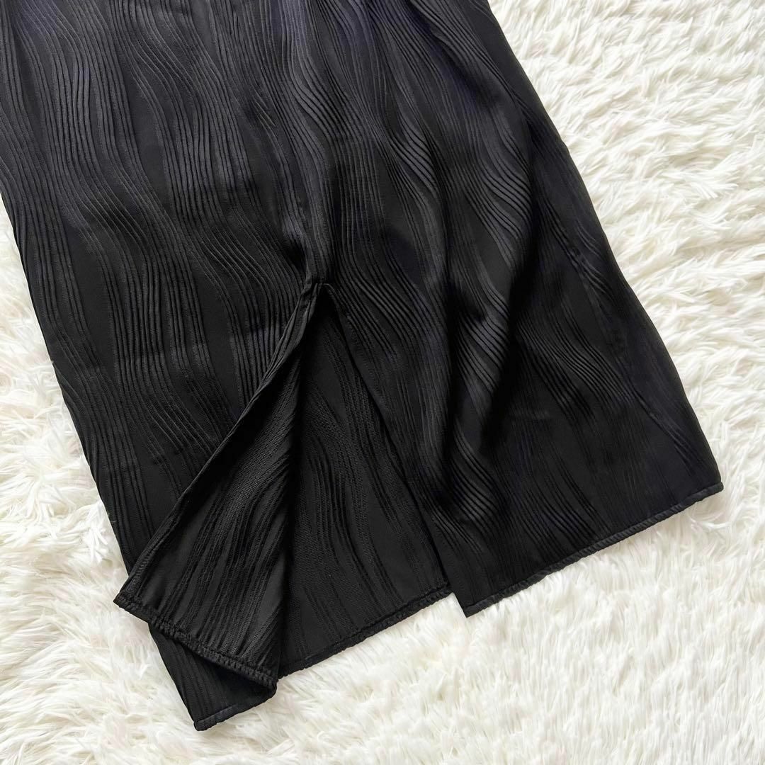 ❤️人気商品❤️ボンジュールサガン ウェーブプリーツタイトスカート 黒 Ｉライン レディースのスカート(ロングスカート)の商品写真