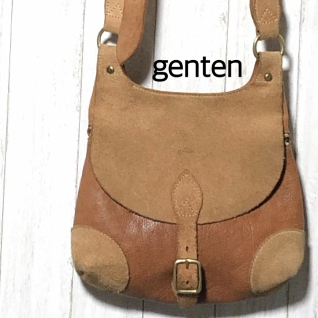 genten(ゲンテン)のゲンテン コンビレザー ショルダーバッグ/genten スウェード ポストマン レディースのバッグ(ショルダーバッグ)の商品写真