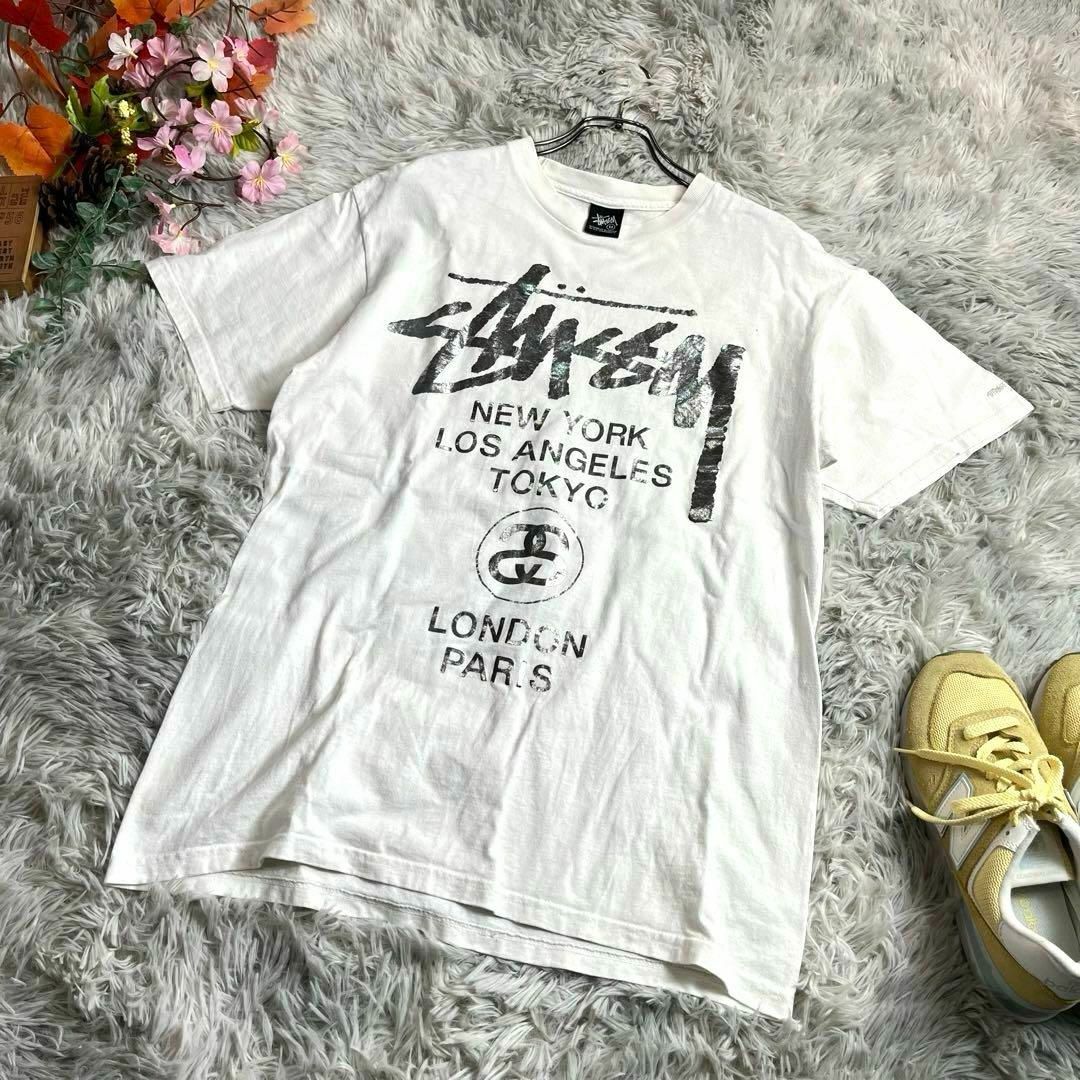 STUSSY(ステューシー)のSTUSSY ビッグプリントTシャツ　半袖　Mサイズ　メンズ　ロゴ入り　廃盤品 メンズのトップス(Tシャツ/カットソー(半袖/袖なし))の商品写真