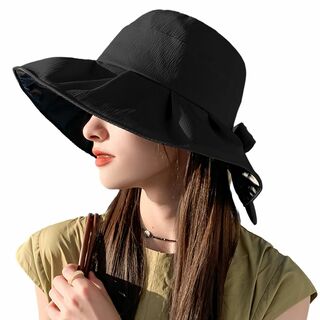 【色: ブラック】[Gagaciso] UVカット 帽子 レディース ハット 日