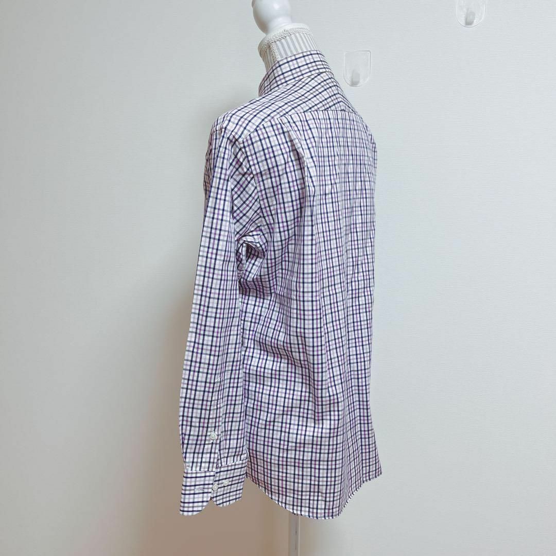 DAKS(ダックス)のダックスロンドン　チェック柄長袖シャツ　日本製　ボタンダウン　綿100%【M】 メンズのトップス(Tシャツ/カットソー(七分/長袖))の商品写真