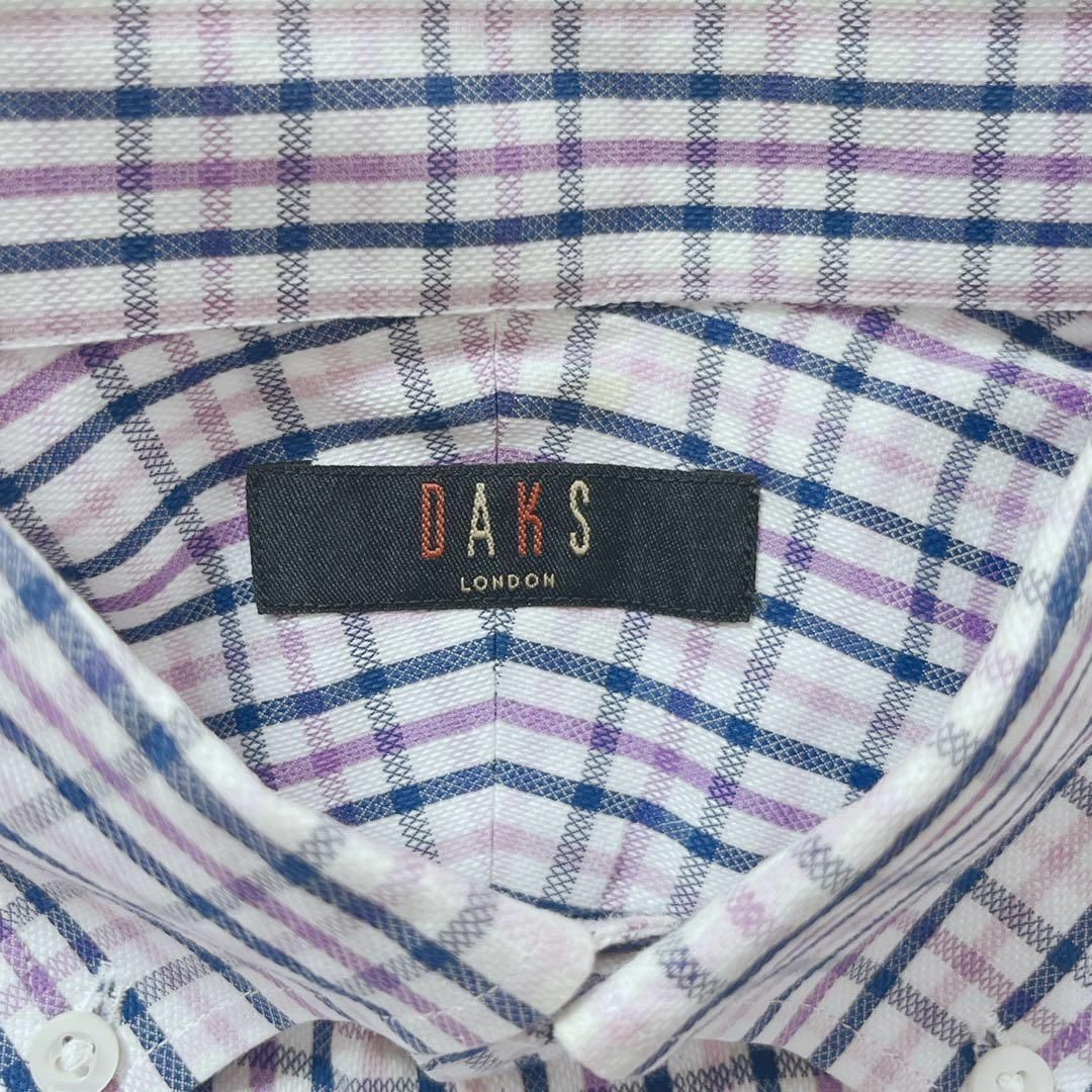 DAKS(ダックス)のダックスロンドン　チェック柄長袖シャツ　日本製　ボタンダウン　綿100%【M】 メンズのトップス(Tシャツ/カットソー(七分/長袖))の商品写真