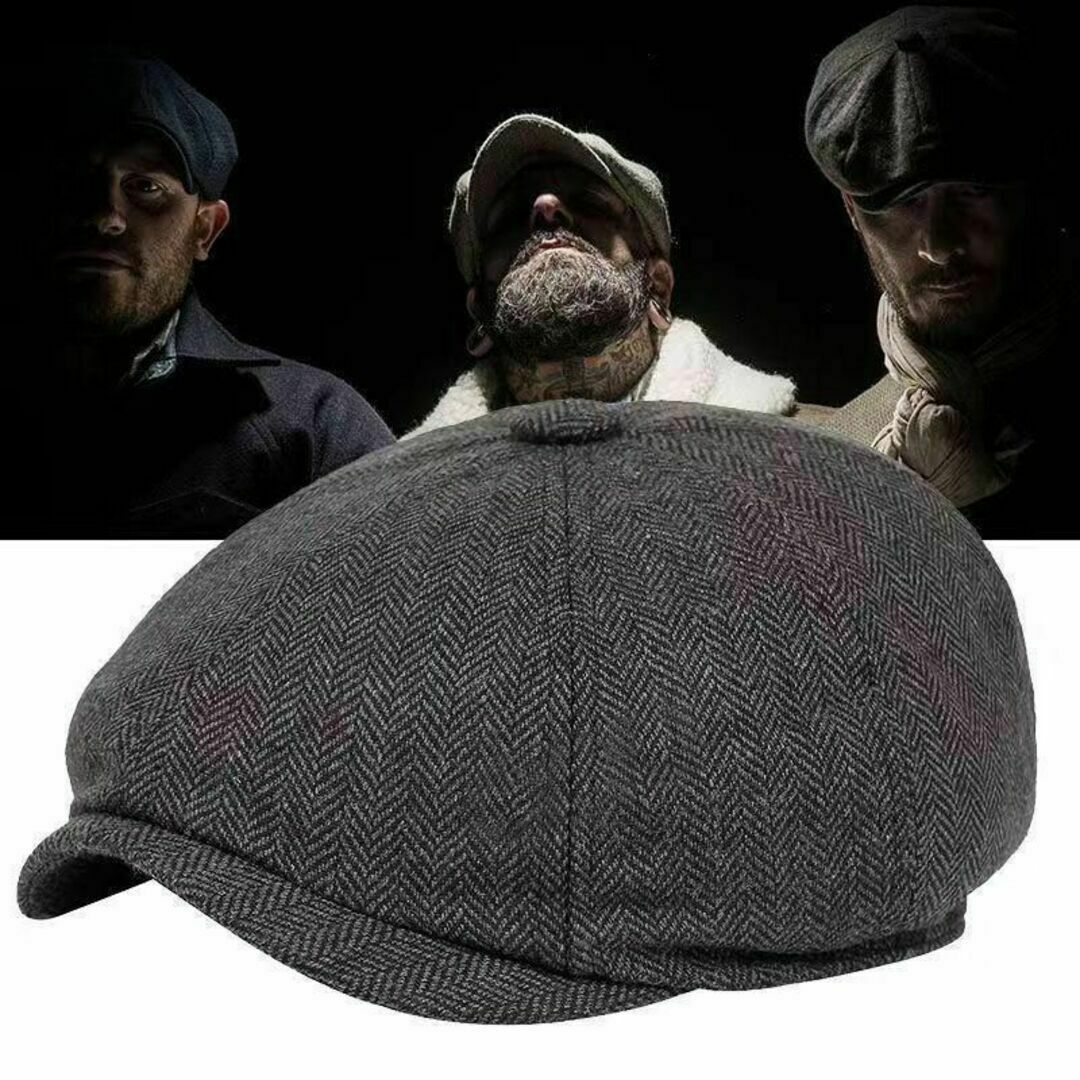 キャスケット 55-60 ツイード メンズ ハンチング ベレー帽 帽子 グレー メンズの帽子(ハンチング/ベレー帽)の商品写真
