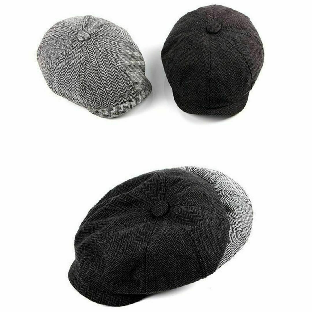 キャスケット 55-60 ツイード メンズ ハンチング ベレー帽 帽子 グレー メンズの帽子(ハンチング/ベレー帽)の商品写真