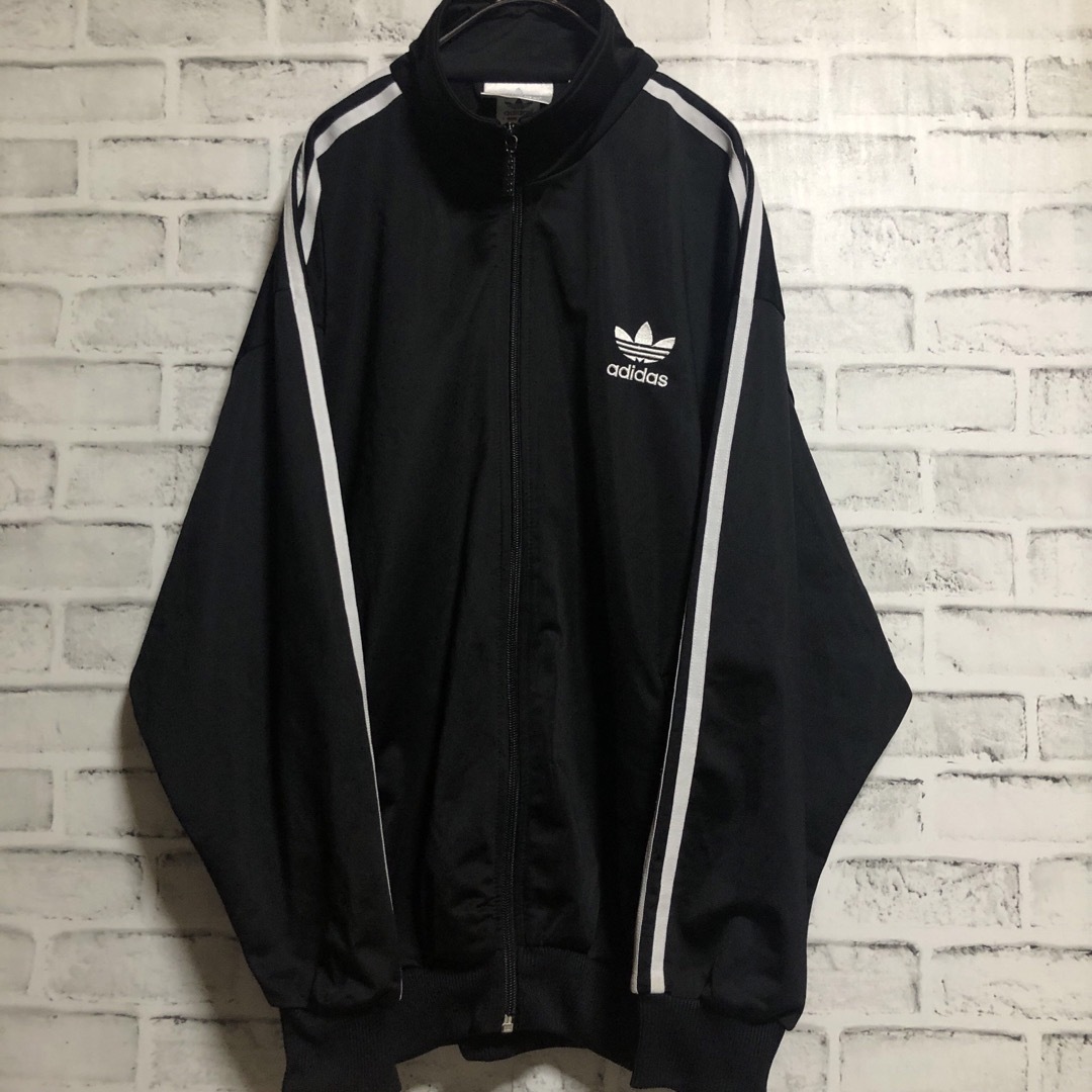 美品XL⭐️80s adidas トラックジャケット 刺繍 vintage 黒白 美品XL⭐️80s adidas トラックジャケット 刺繍 vintage 黒白