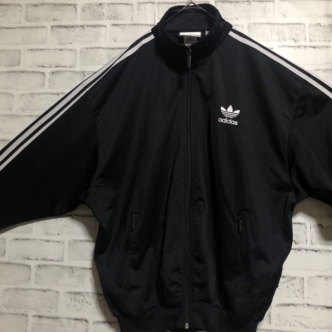 美品XL⭐️80s adidas トラックジャケット 刺繍 vintage 黒白 美品XL⭐️80s adidas トラックジャケット 刺繍 vintage 黒白