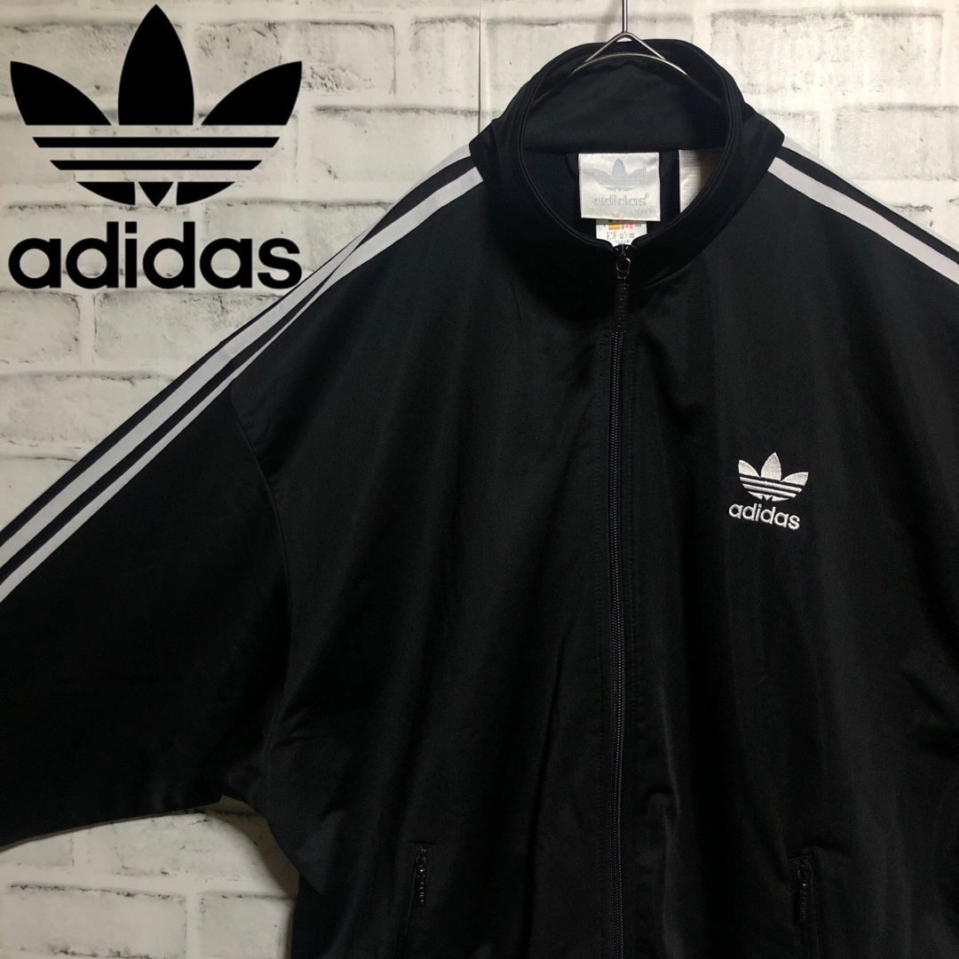 美品XL⭐️80s adidas トラックジャケット 刺繍 vintage 黒白 美品XL⭐️80s adidas トラックジャケット 刺繍 vintage 黒白