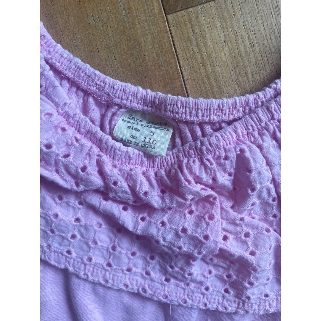 ZARA KIDS(ザラキッズ)のおしゃれ　ZARA GIRLS ザラキッズ　ピンクのTシャツ　ノースリーブ　5歳 キッズ/ベビー/マタニティのキッズ服女の子用(90cm~)(Tシャツ/カットソー)の商品写真