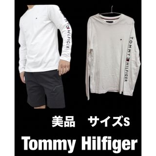 TOMMY HILFIGER - 美品　トミーヒルフィガー　長袖 ロンT  袖ロゴ　メンズ　レディース　S