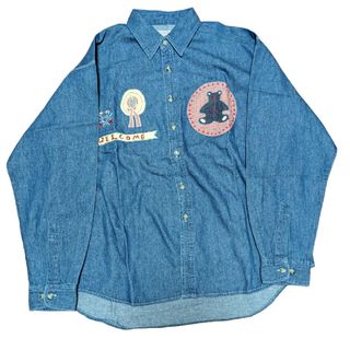 ヴィンテージ(VINTAGE)のくま ガーリー 刺繍 デニムシャツ(シャツ/ブラウス(長袖/七分))