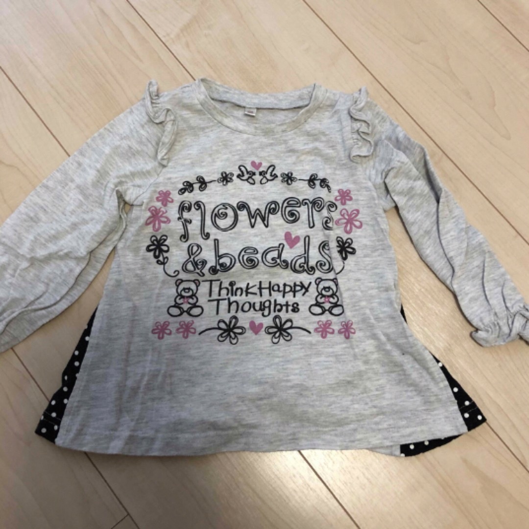 キッズ　女の子　100  長袖トップス　可愛い　Aライン　クマ　ロングTシャツ キッズ/ベビー/マタニティのキッズ服女の子用(90cm~)(Tシャツ/カットソー)の商品写真