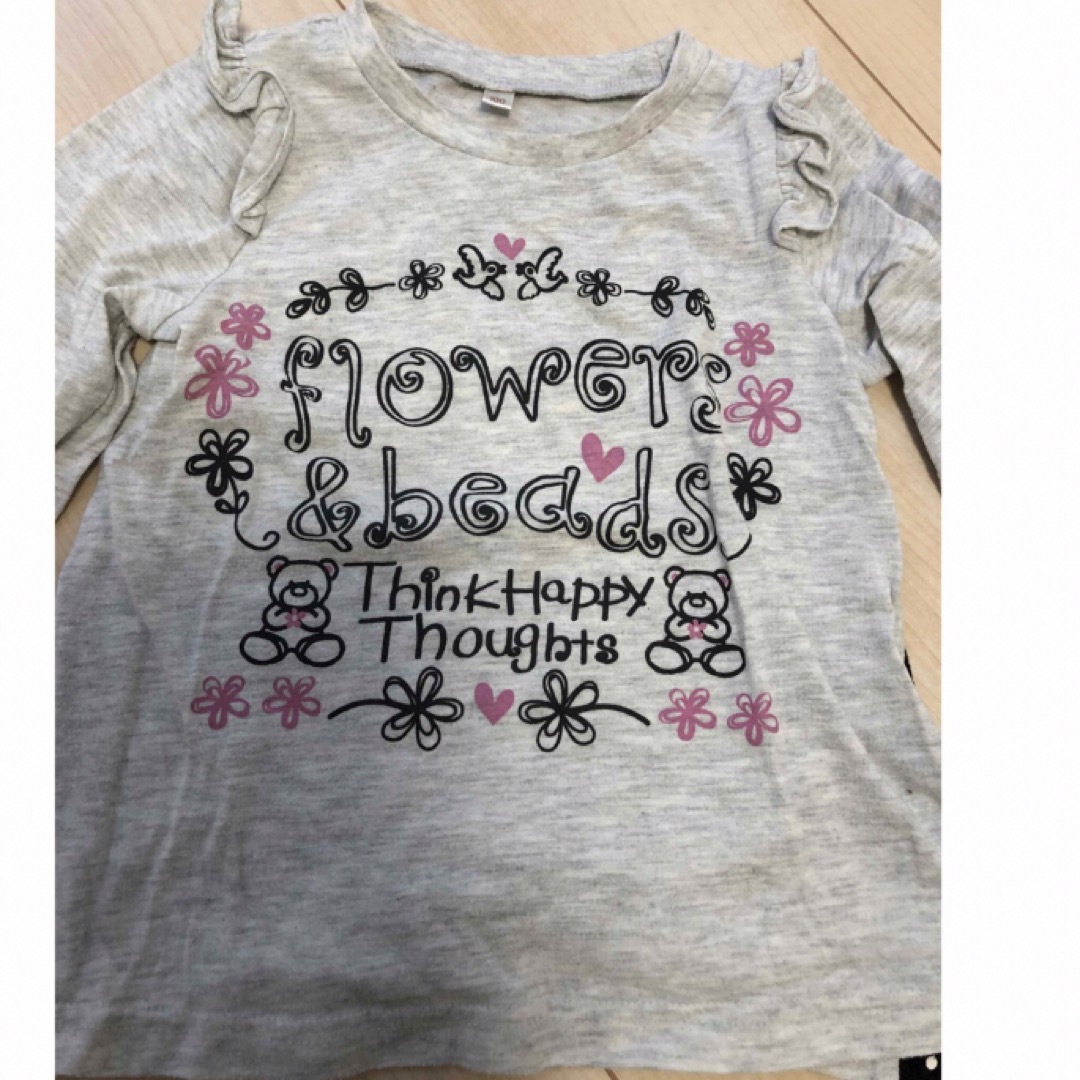 キッズ　女の子　100  長袖トップス　可愛い　Aライン　クマ　ロングTシャツ キッズ/ベビー/マタニティのキッズ服女の子用(90cm~)(Tシャツ/カットソー)の商品写真