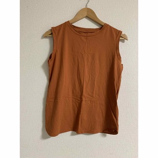 レディース　タンクトップ　オレンジ　シンプル　M(Tシャツ(半袖/袖なし))