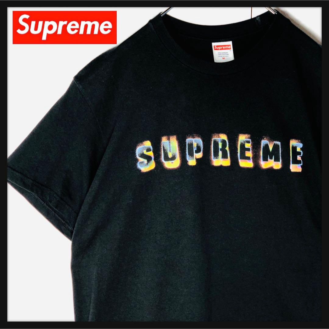 Supreme(シュプリーム)の【人気デザイン】シュプリーム センターロゴ ステンシルロゴ 定番カラー 黒 M メンズのトップス(Tシャツ/カットソー(半袖/袖なし))の商品写真