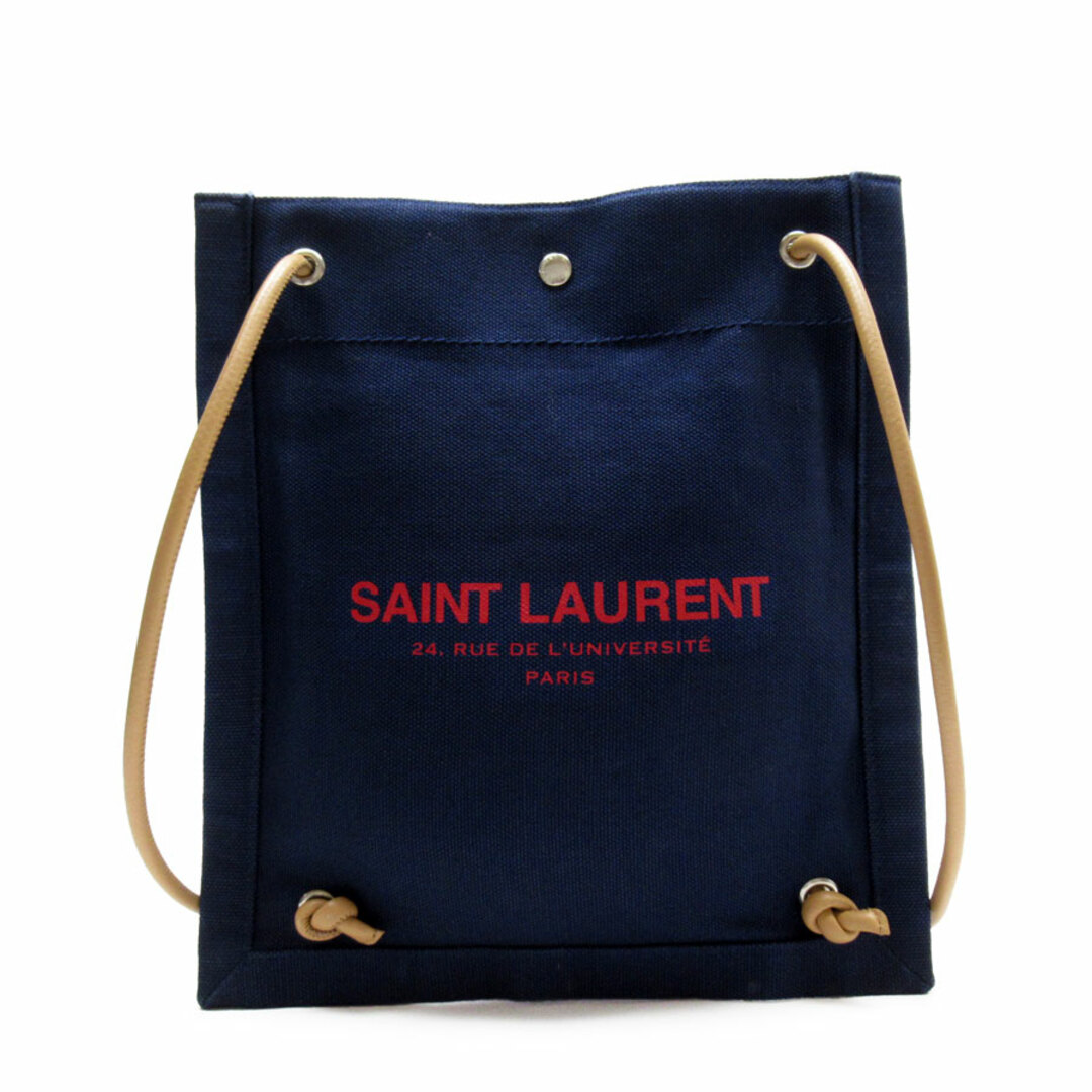 Saint Laurent(サンローラン)のサンローラン SAINT LAURENT 斜め掛けショルダーバッグ コットンキャンバス/レザー ネイビー/ベージュ ユニセックス 送料無料【中古】 w0146g レディースのバッグ(ショルダーバッグ)の商品写真